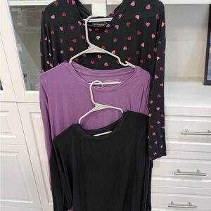 Victoria's Secret 3- Black Purple and Hearts Pajama Tops ( Oversized)
